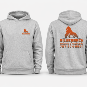 Grey and Orange Full Sleeve Hoodie